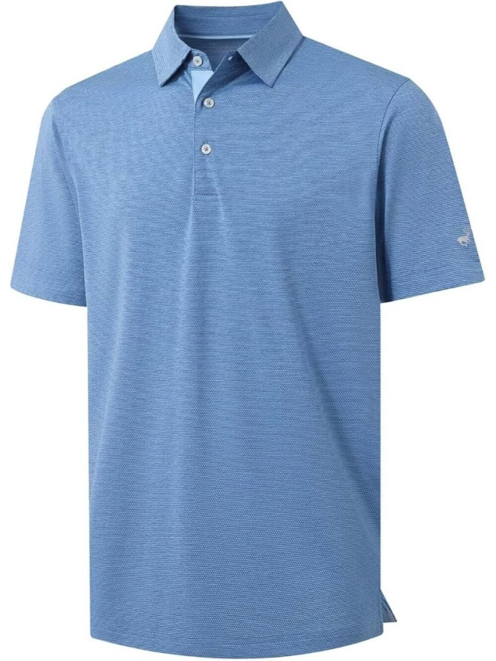 Mens Classic Blue Heather Golf Short Sleeve Quick Dry Active Golf Polo Shirts